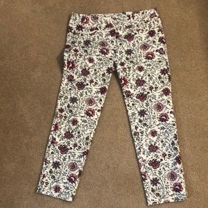 LOFT women’s size 4 Floral Pants White Black Pink Flowers Spring